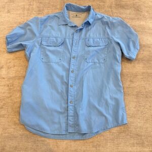 GH Bass & Co Mens Light Blue Short‎ Sleeve Button Up Shirt  LG Fishing Outdoor